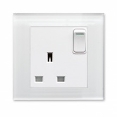 Single switched socket White PG | Glass Plug sockets by Retrotouch